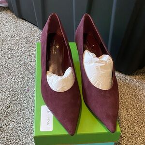 kate spade Burgundy Suede Pointed-Toe Heels